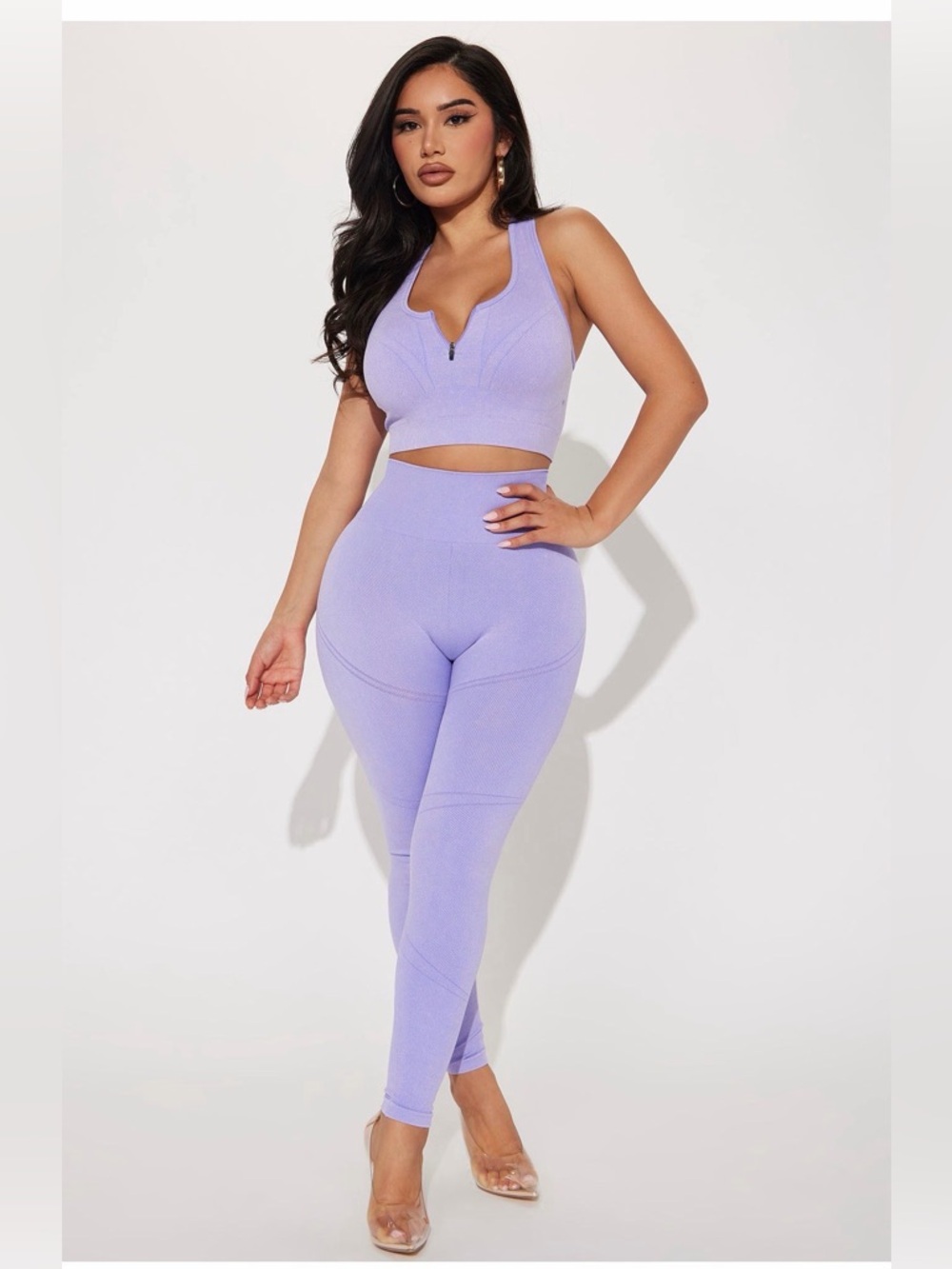 Fashion Nova Seamless High-Waist Lavender Leggings Set
